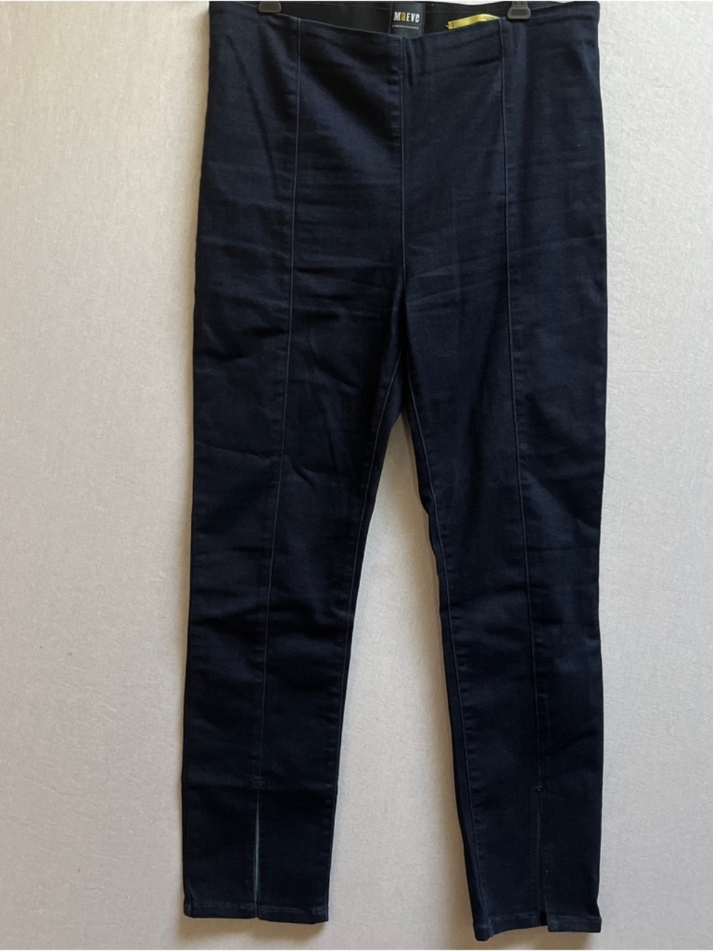 Maeve Anthropologie Pull On Front Seam Split Hem Denim Pants Size L